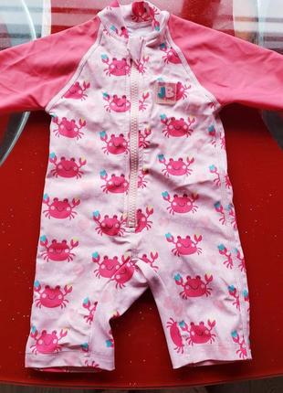 Juicy bumbles  цельный детский купальный костюм комбинезон купальник для малышей с короткими рукавами девочке 6-9-12 м 68-74-80см3 фото