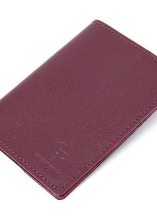 Матова шкіряна обкладинка на паспорт grande pelle 11482 бордовий