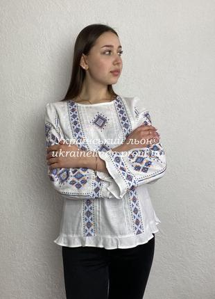 Блуза ясья белая, галерея льна, 42-54рр4 фото