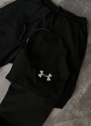 Чоловічі спортивні шорти under armour з лосинами чорні для тренувань андер армор (b)5 фото