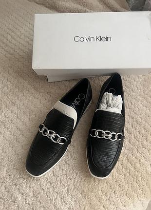 Лоферы calvin klein оригинал обуви женские туфли черные кожа
