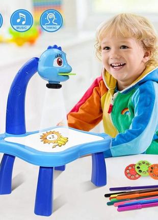 Стіл для малювання дитячий із проєктором і дошкою <unk> столик для дитини + комплект для малювання <unk> слайди —2 фото