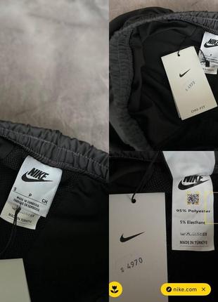 Чоловічі спортивні шорти nike чорні з сірим з лосинами для тренувань найк (b)4 фото