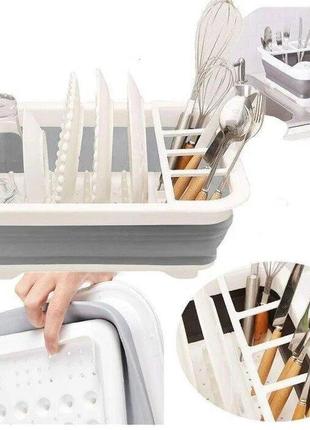 Складана силіконова сушарка для посуду <unk> кухонна сушарка — органайзер для тарілок і приладів