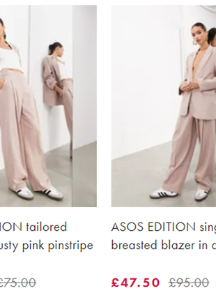 Блейзер и штаны asos edition single breasted blazer in dusty pink pinstripe7 фото