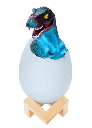 Нічник — світильник динозаврик у яйці 3d dinosaur white+rgb настільна акумуляторна лампа з пультом дк