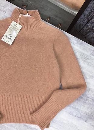 Теплий мʼякий бежевий светр плюш one size