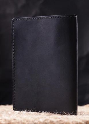Стильная обложка на паспорт в винтажной коже карта grande pelle 16770 черная6 фото