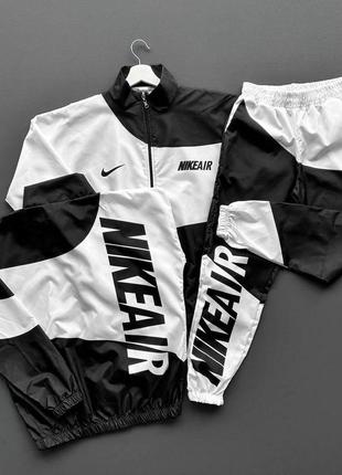 Мужской спортивный костюм nike из плащевки черный без капюшона найк ветровка + штаны весенний (b)