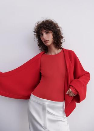 Укорочене червоне пальто-кімоно, лімітована серія, zara, (м) дефект.3 фото