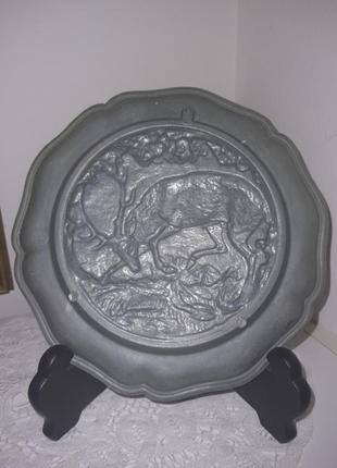 Винтажная тарелка настенная олово германия