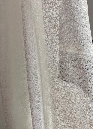 Тюль жаккард сніжок молочний