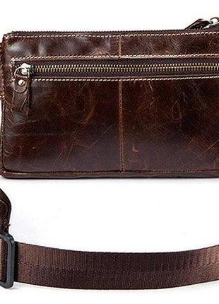 Поясная сумка гладкая vintage 14738 коричневая4 фото