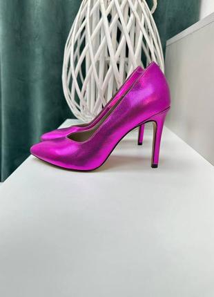 Эксклюзивные туфли лодочки из итальянской кожи и замши женские на каблуке шпильке8 фото