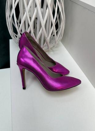 Ексклюзивні туфлі лодочки з італійської шкіри та замші жіночі на підборах шпильці7 фото