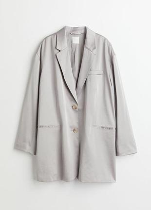 Серебристый оверсайз пиджак от h&amp;m