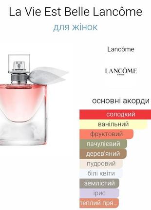 La vie est belle lancôme - це парфум для жінок, він належить до групи квіткові фруктові солодкі.  🔹1 фото