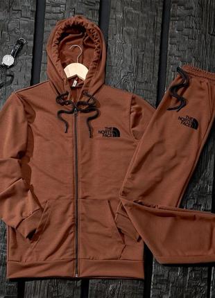 Мужской спортивный костюм the north face на змейке коричневый весенний осенний комплект зе норт фейс (b)