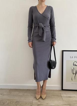 Сіре базове плаття для вагітних плаття міді3 фото