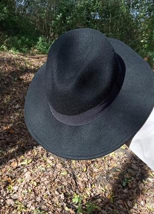 Капелюх вовняний чорний унісекс федора р.56 only шляпа чорна1 фото