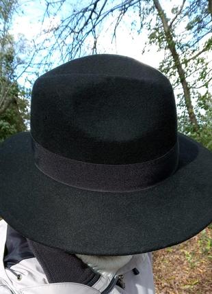 Шляпа шерстяная черная унисекс федора р.56 only шляпа черная6 фото