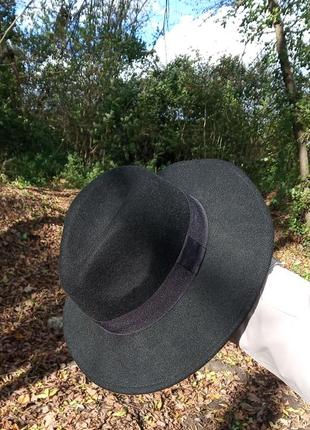 Шляпа шерстяная черная унисекс федора р.56 only шляпа черная5 фото