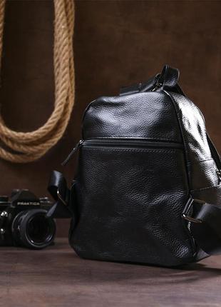 Кожаный небольшой женский рюкзак vintage 20675 черный7 фото