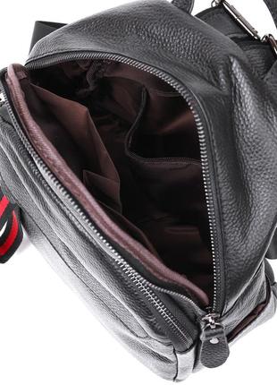 Кожаный небольшой женский рюкзак vintage 20675 черный4 фото