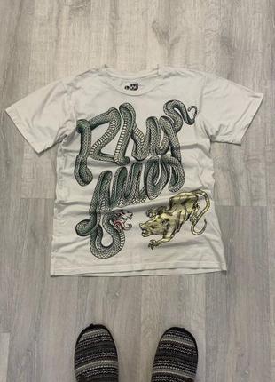 Вінтаж футболка rhymes rap animal print vintage usa 90s t shirt skulls tee