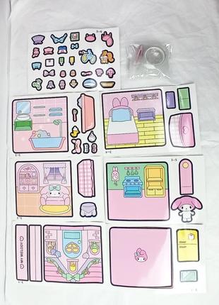 Подарунковий набір sanrio: сумка кітті, бізі бук melody, блокнот зі стікерами8 фото