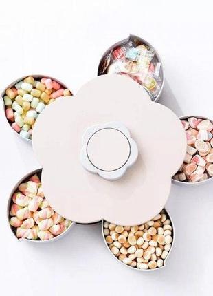 Менажница для закусок с подставкой для телефона · вращающаяся тарелка – конфетница · органайзер – цветок для2 фото