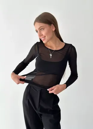 Прозора сіточна кофтинка лонгслів прозрачная кофточка 10113