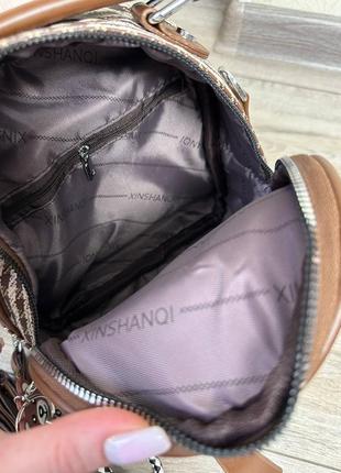 Жіночий шикарний та якісний рюкзак сумка  для дівчат з еко шкіри коричневий4 фото