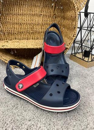 Детские сандалии crocs crocband sandal kids navy синие3 фото