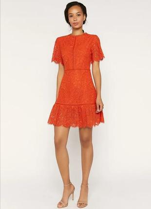 Платье женское оранжевое кружевное