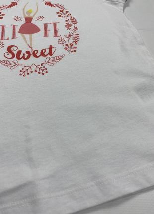 Новая котоновая футболка девочка 5-6р/110-116см lupilu белая3 фото