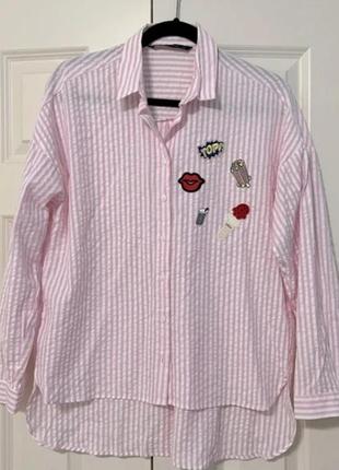Рубашка zara из жатой ткани