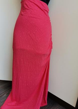 💥💥💥распродажа! красная юбка макси в пол с разрезом c стяжкой n 6991 фото