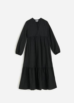 Стильное брендовое чёрное хлопковое платье макси "reserved". размер l.6 фото