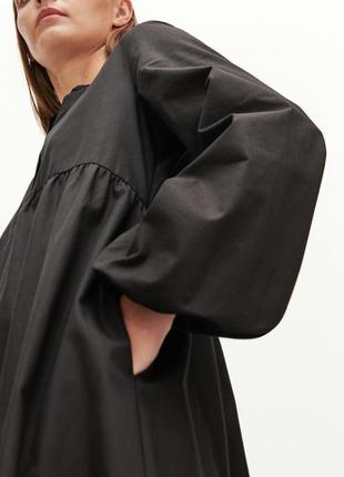 Стильное брендовое чёрное хлопковое платье макси "reserved". размер l.4 фото