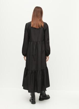 Стильное брендовое чёрное хлопковое платье макси "reserved". размер l.3 фото