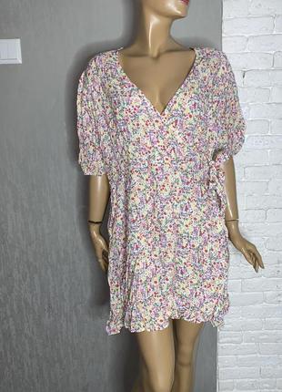 Платье с короткими объемными рукавами платье в цветочный принт george, xxxl 54р
