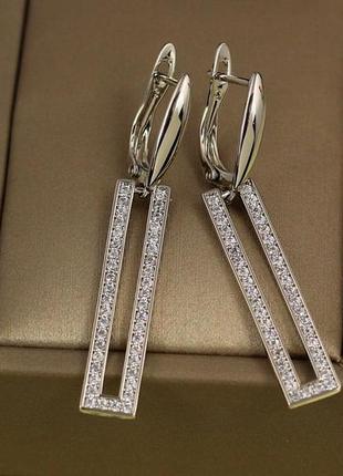 Сережки підвіски xuping jewelry прямокутники 4,3 см сріблясті
