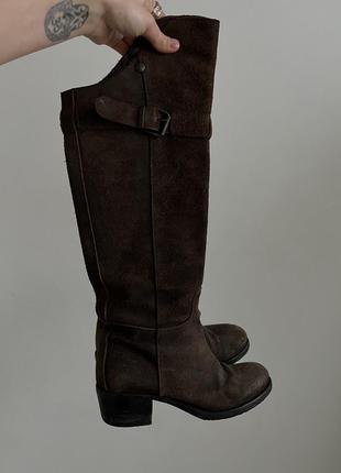 Роскошные темно коричневые плотные кожаные натуральные сапоги ковбойки4 фото