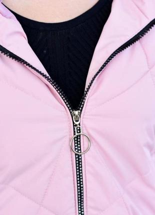 Куртка женская с капюшоном демисезонная весна осень  цвета пудра курточка женская розовая короткая5 фото