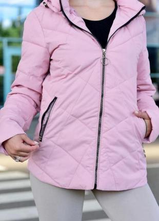 Куртка женская с капюшоном демисезонная весна осень  цвета пудра курточка женская розовая короткая6 фото
