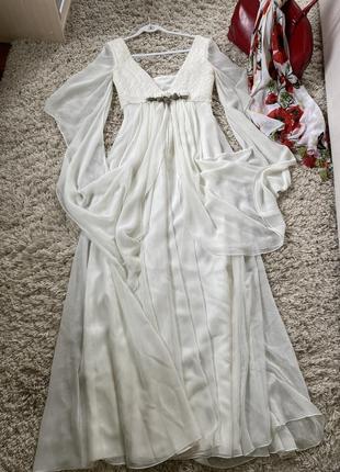 Невероятно красивое белое длинное платье свадебное/выпускное/фотосесия,imperial  италия,р.xs-s5 фото