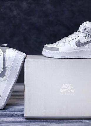 Розпродаж! nike air force 1 mid lv8 кросівки кеди жіночі білі шкіряні весняні осінні демісезонні демісезон топ якість високі на липучці6 фото