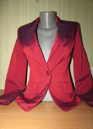 Жакет пиджак красный бордовый с отливом качество!!2 фото
