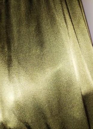 Винтажное коктейльное платье цвет мха. размер s. новое. натуральный шелк.9 фото